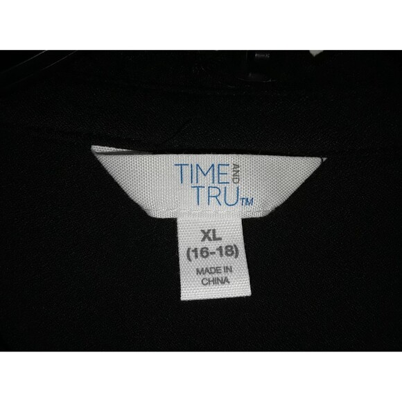 Time and Tru Women's Dress Size XL 3/4 Balloon Sleeve Midi Tiered Peasant Black - Picture 7 of 9